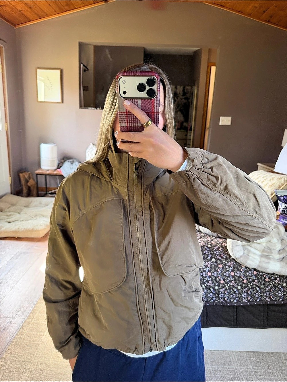 lululemon Hooded Mid-Length Utility Jacket Puffer Brown